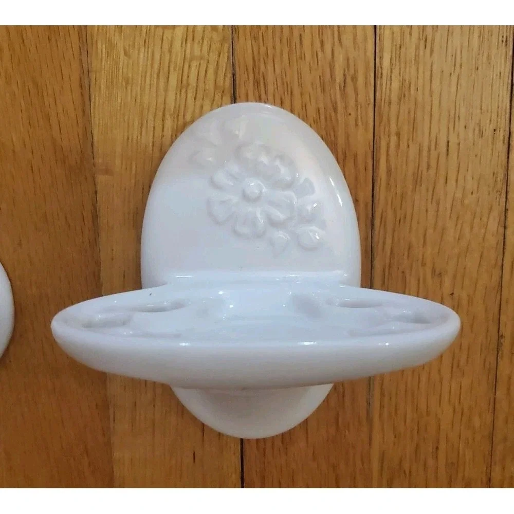 Vintage Floral Ceramic Bathroom Set Toilet Paper Toothbrush Towel Bar Farmhouse